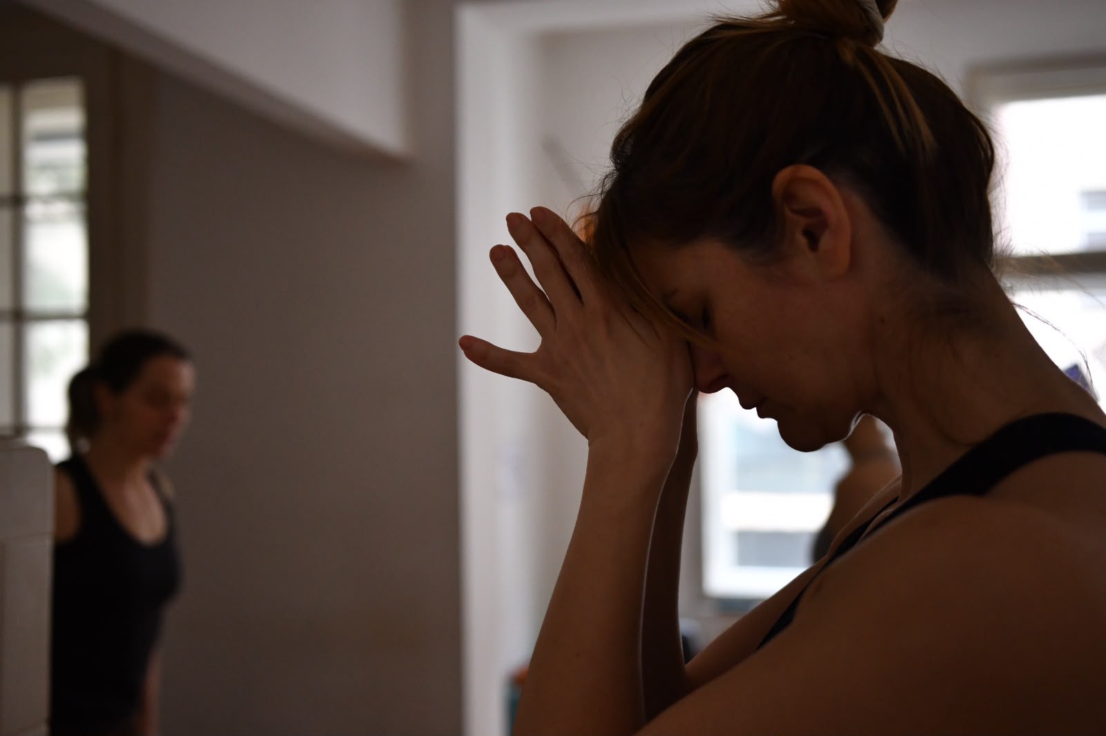 An intimate portrait during a yoga practice